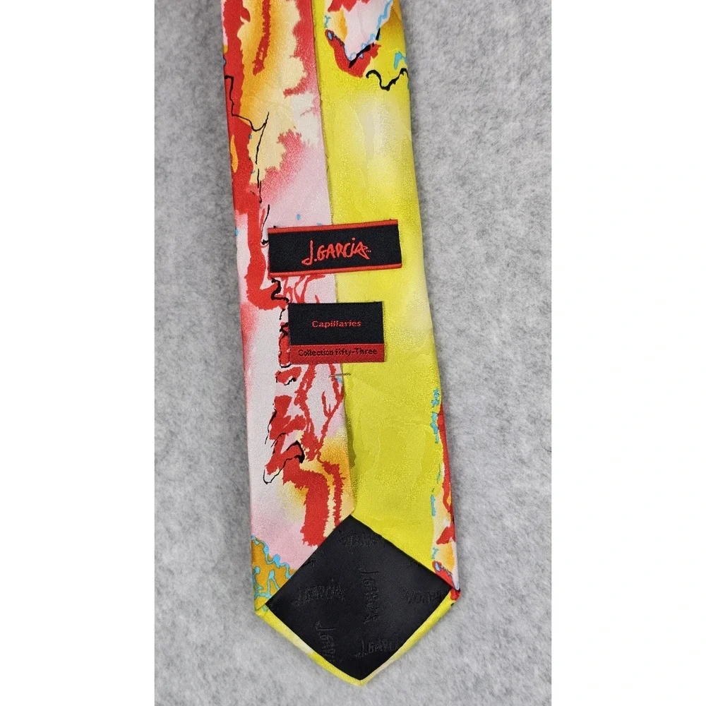 J. Garcia Capillaries Silk Tie Grateful Dead Mens Yellow Red Collection Abstract